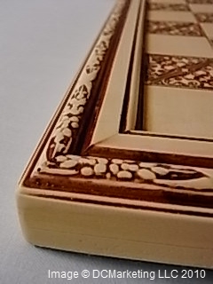 'Victorian Ivory' Ornamental Resin Chess Board - 35.5cm